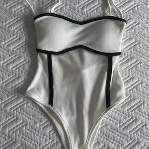 Elegant White and Black Women's Bodysuit
